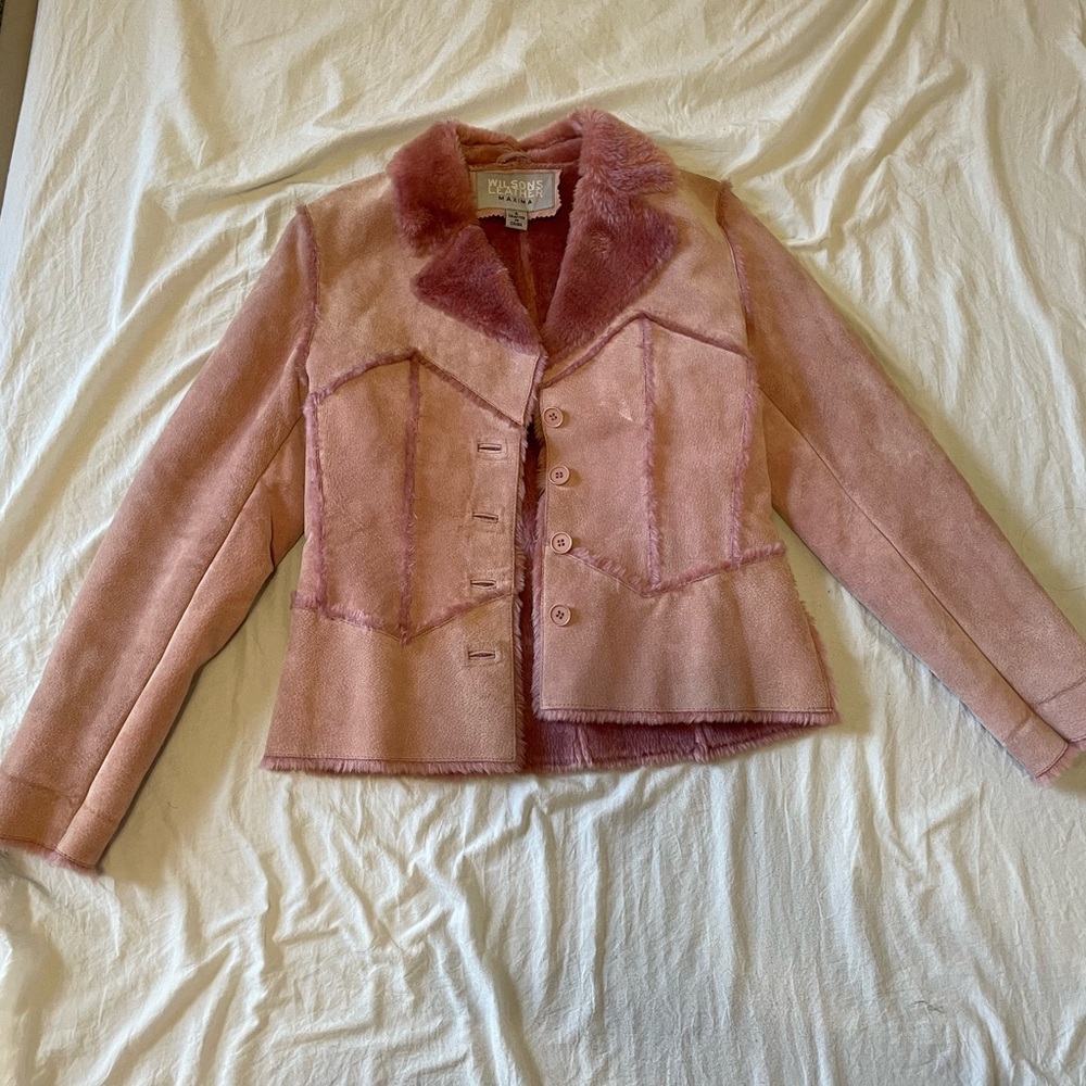 Vintage Pink Wilsons Suede Shearling Jacket